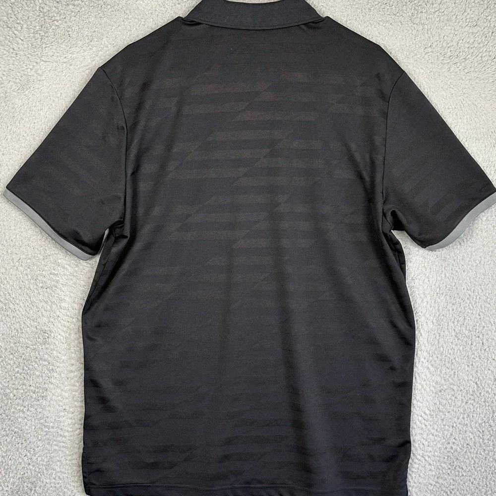 Adidas Polo Shirt Mens Large Black Striped Presidents Cup Golf Performance Rugby